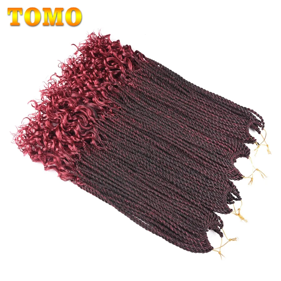 TOMO 18Inch 30Roots Curly End Senegalese Twist Crochet Braids Synthetic Hair Extensions For Women Africa American Hair Braiding