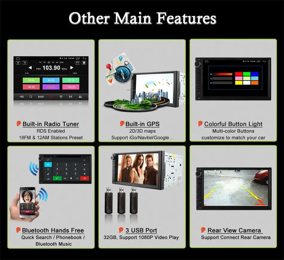 Clearance Android Unit Universal For Nissan VW Toyota Opel Mazda Suzuki Ford Skoda Kia Hyundai Honda GPS Navi BT Radio Stereo Audio Player 24