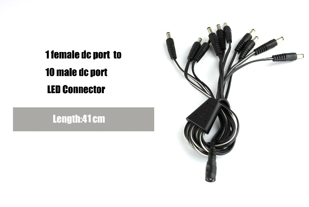 100pcs/packDC 1 Female to 10 Male Power Splitter CCTV Security System
