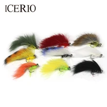 Icerio 9 peças #6 mudo sino olho zonker & matuka moscas serpentinas truta pesca com mosca iscas