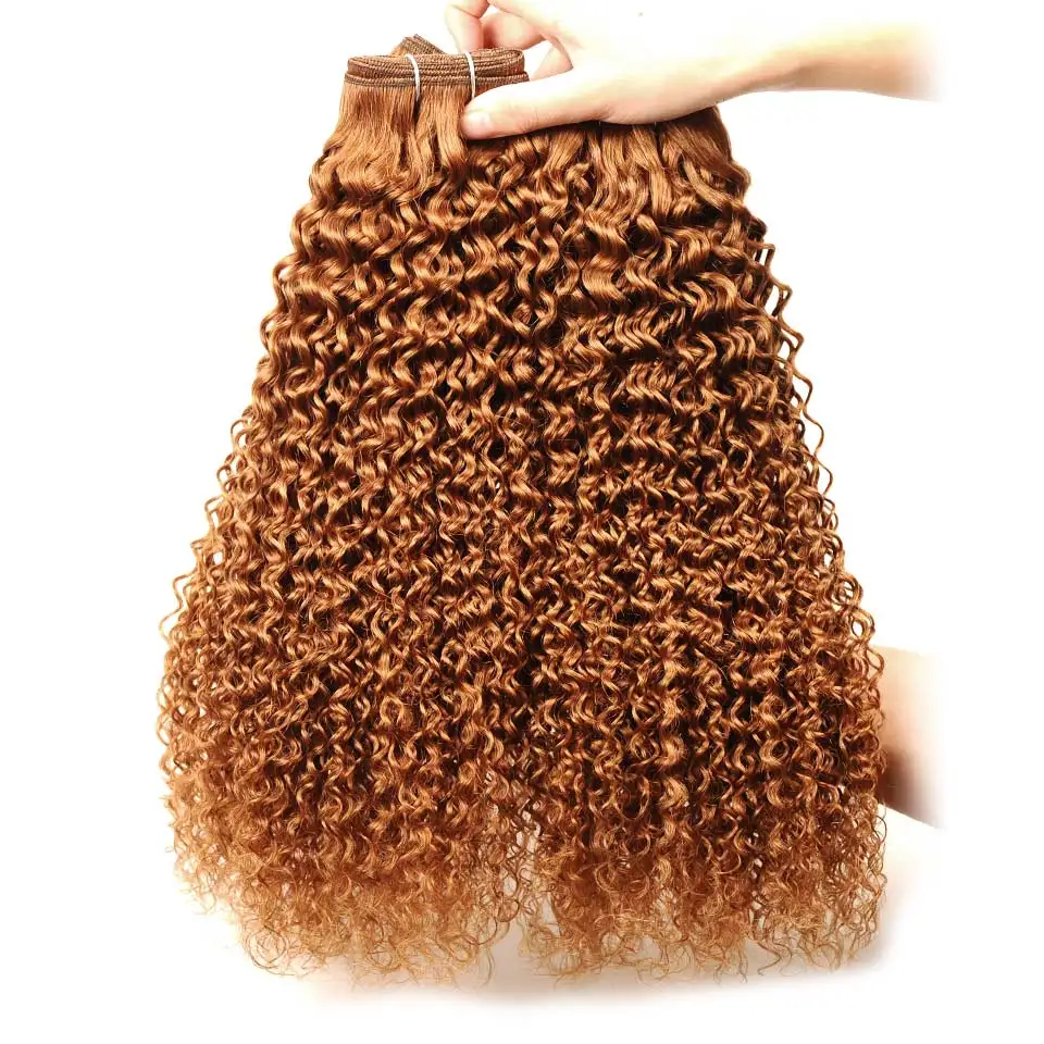 Pinshair Pre-Colored 10-26 Non-Remy Brazilian Jerry Curly Color 30 Hair Weave 4 Bundles 400GPack 100% Human Hair  Thick Wefts (5)