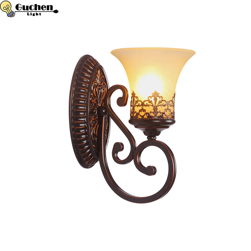 American style bedside antique glass wall lamp single-head living room
lights vintage fashion bar lamps Double Head Vintage LED