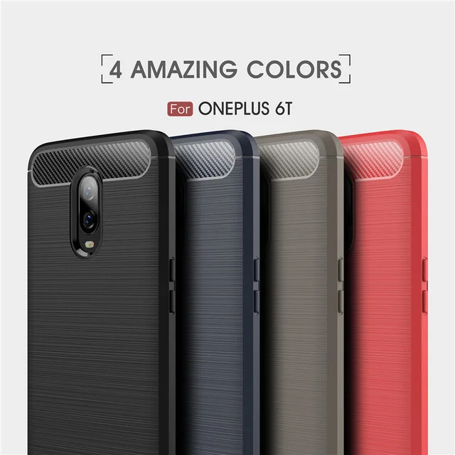 

OnePlus 6T Case Oneplus 6 Cover Soft TPU Brushed Carbon Fiber Armor Bumper Shockproof Back Cover For OnePlus 6T Case Fundas Bag