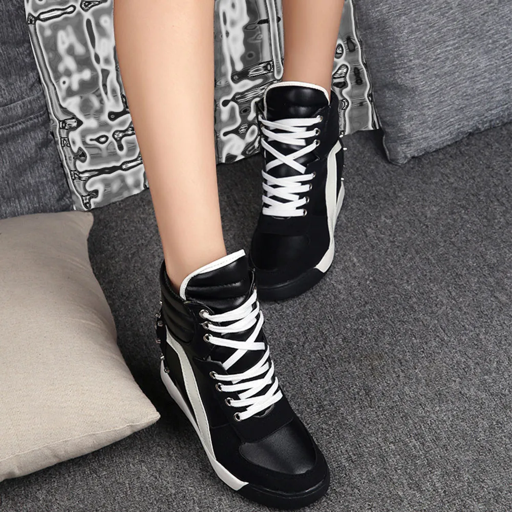 

wedge sneakers mulher sneaker adults trainers summer white shoes woman cute ladies with heels black #LL4