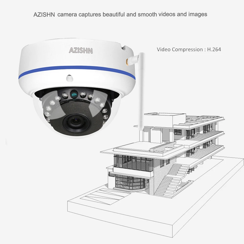 AZISHN Vandalproof Wifi Проводная ip-камера 720 P/960 P/1080 P Yoosee Обнаружение движения IP66 15IR CCTV камера с поддержкой sd-карты до 128G