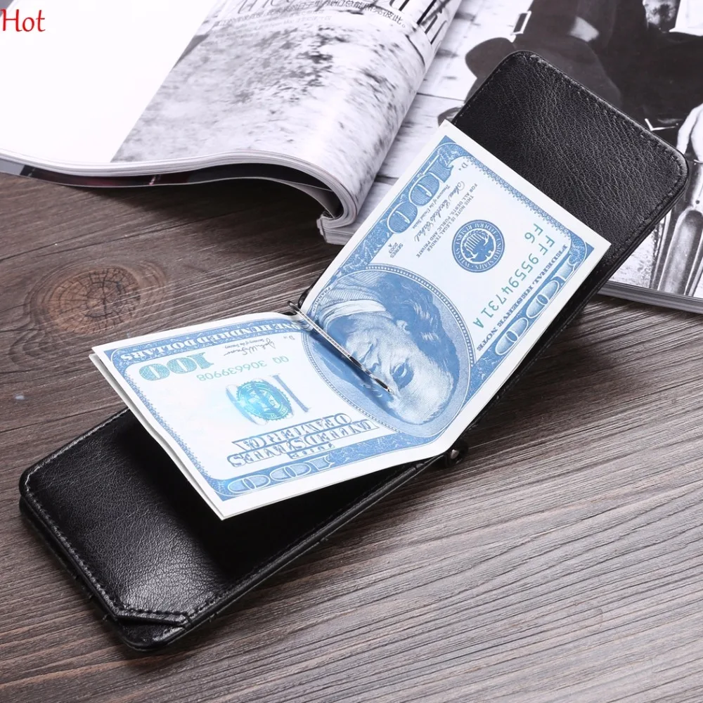 Ретро двойные бумажник мужские кожаные кошельки черный кредитный ID держатель