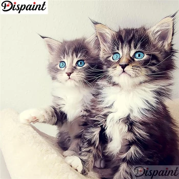 

Dispaint Full Square/Round Drill 5D DIY Diamond Painting "Animal cat" Embroidery Cross Stitch 3D Home Decor A12032