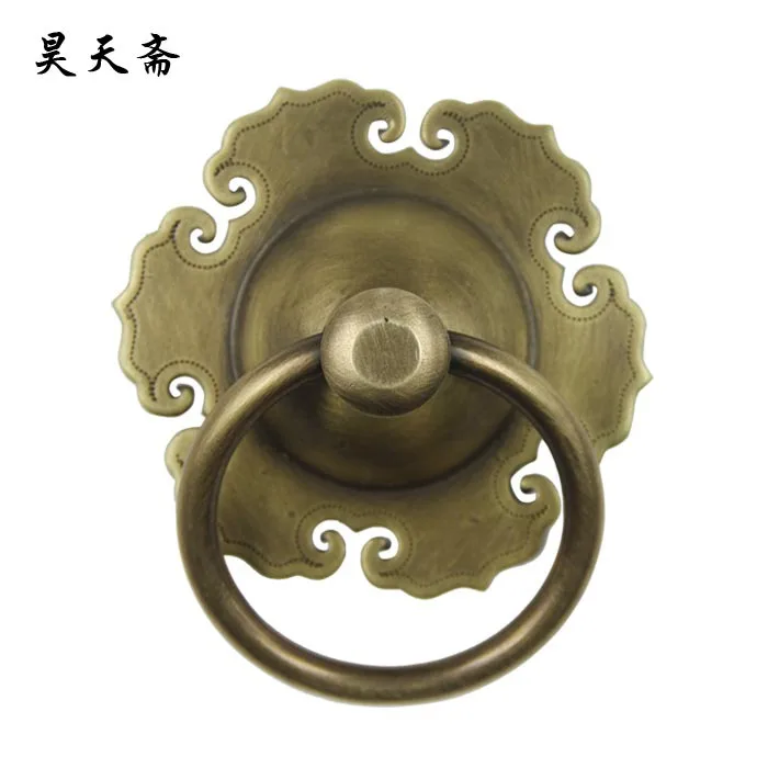 

[Haotian vegetarian] bronze door knocker ring classic antique copper door handle large cymbals new wishful