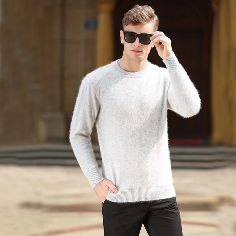 Вязаный Мужской свитер из натурального норкового кашемира, мужские пуловеры, натуральная цена размера плюс, мужские свитера с фабрики tsr593