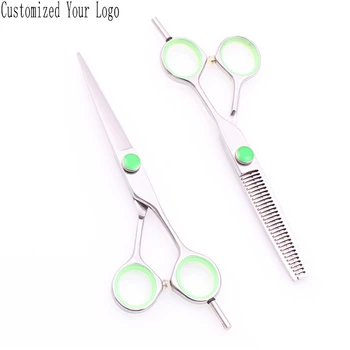 

C1121 5.5" 440C Engrave Logo Salon Hairdressing Scissors Cutting Shears Thinning Scissors Professional Hair Scissors Finger Rest