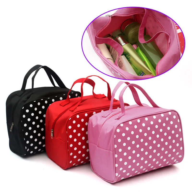  2019 Fashion Lady Organizer Multi Functional Dots Cosmetic Storage Bags Women Makeup Bag with Pocke