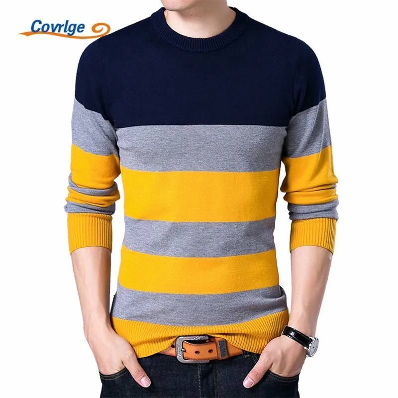Covrlge Pullover Male New Fashion Red Black Striped Sweater 2017 Spring