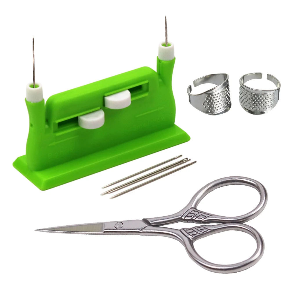 

New 3pcs/Set Needle Threader/Vintage Sewing Scissors/ Metal Thimble DIY Stitch Sewing Needlework Accessory