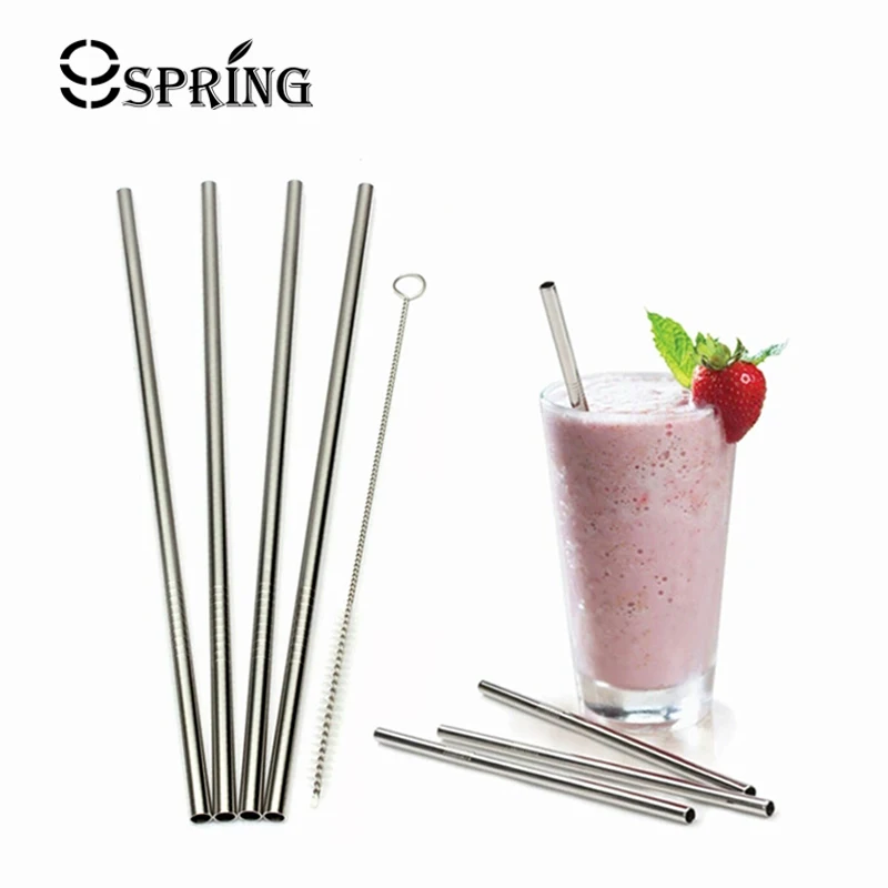 Buy 4pcs Straight Stainless Steel Straws Reusable