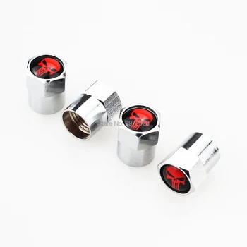 

200 x Car Styling Stainless Zinc Alloy Red Punisher Skull Tire Valve Caps Wheel Tires Valves Tyre Stem Air Cap Airtight Covers