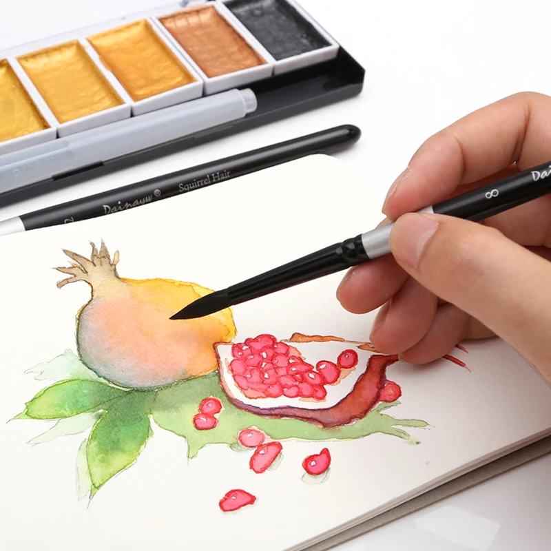 Escovas de Pintura Jogo de Escova para Guache Dainayw Escovas Esquilo Hair & Cabelo Cavalo Arte Artística Mop Lavagem Aquarela Pintura 4 8 Material escolar e de escritório