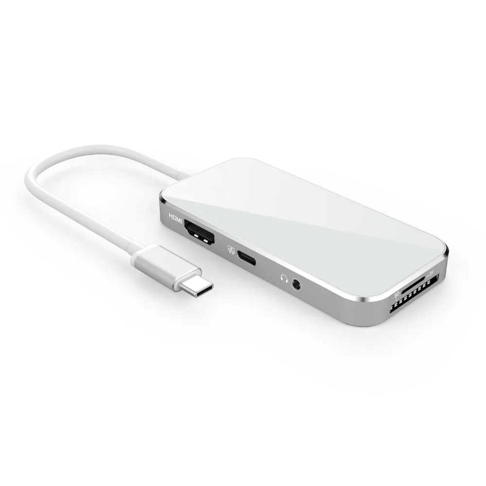  Amkle 7in1 USB C Hub Type C HDMI SD PD SD/TF 3.5mm Adapter Thunderbolt Dongle for MacBook Pro HUB S