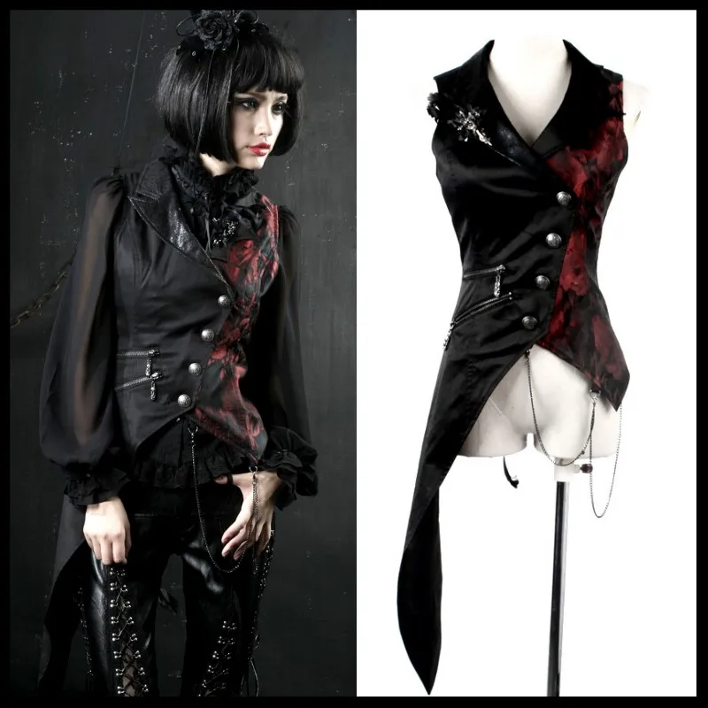 

PUNK RAVE Women Gothic Fashion Vest Coat Steampunk Vintage Party Clothing Halloween Vampire Cosplay Jacket Coat