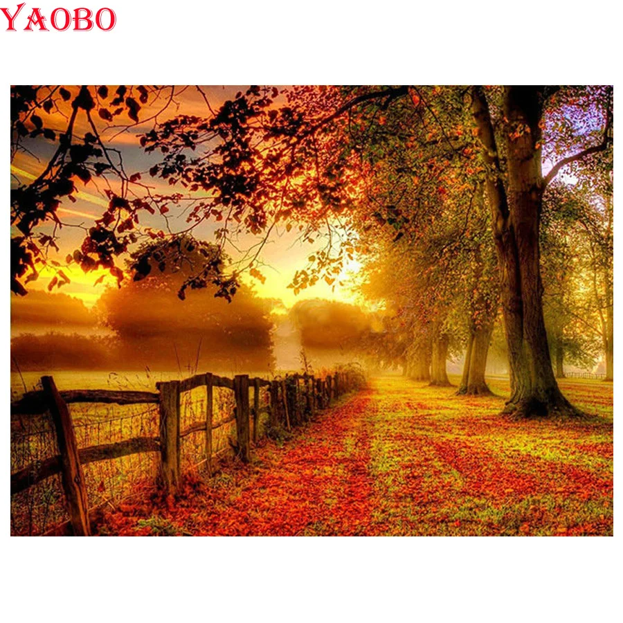 

Full Square round Drill 5D DIY Diamond Painting Autumn forest landscape Embroidery Beads Cross Stitch Mosaic Home Decor Gift