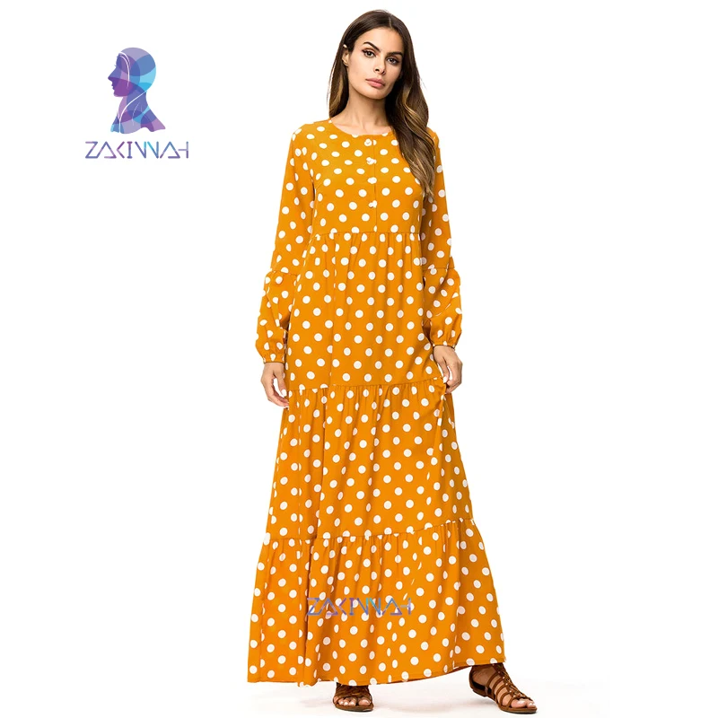

Dubai Women Plus Size Robe Abayas Turkey Malaysia Turkish Kaftan Islamic Clothing Yellow Maxi Muslim Long Sleeve