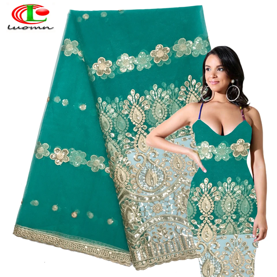 Sequined Style African High Quality Net Wedding Lace Fabric 2018 New