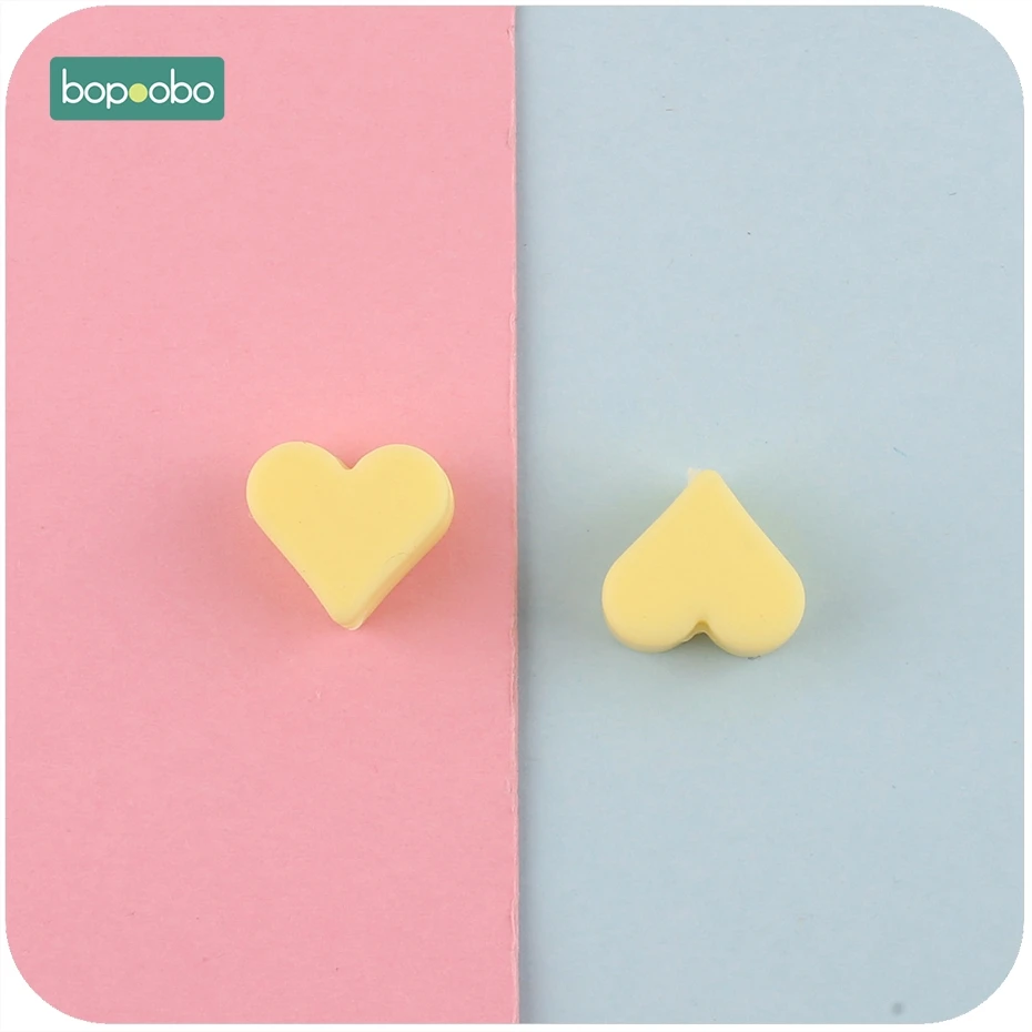 Bopoobo силиконовые бусины в форме сердца 10 шт. 14 мм пищевой Прорезыватель Diy Ювелирные изделия сенсорные игрушки ожерелье или для браслетов