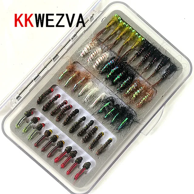 US $11.29 KKWEZVA 50pcs Combination Nymph Fly Fishing Flies fly Insects different Style Salmon Trout Fly Fish