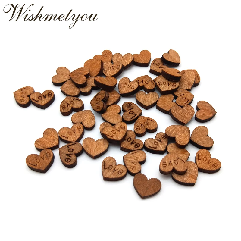 WISHMETYOU 50 шт винтажные любовные сердца лазерные кусочки дерева диски для рукоделия