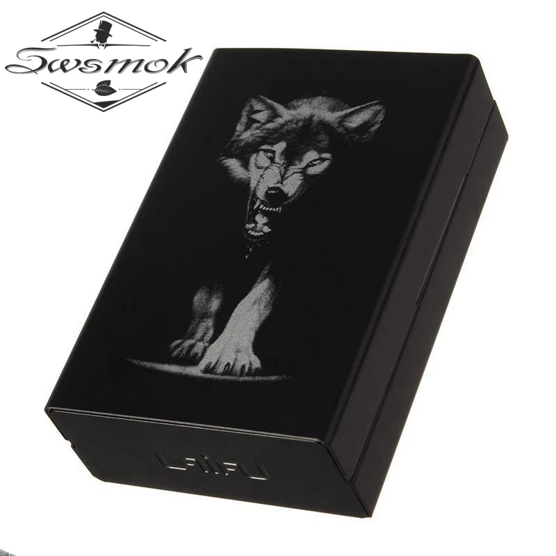 Персонализированные ультра тонкий черный волк металлический чехол для сигарет коробки Автоматическая сигарета держатель для табака чехол для хранения Карманный чехол подарки