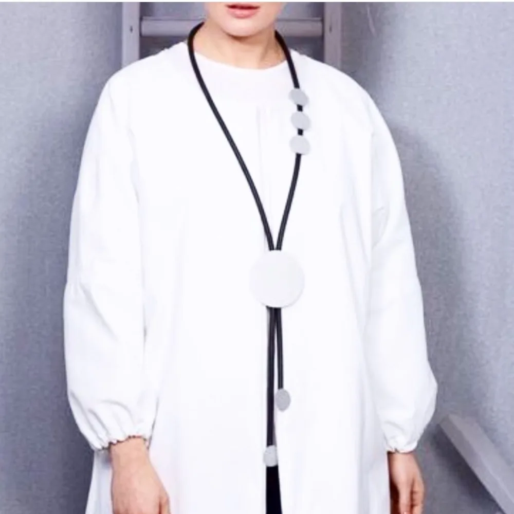 

New Fashion Casual Jewelry Black Rubber Big Chunky Metal Necklaces Pendant Necklace For Woman gift