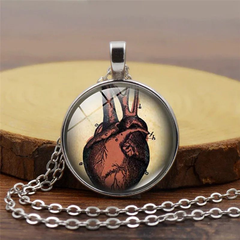 Anatomical Heart Necklace Human Anatomy Jewelry Medical Art Glass