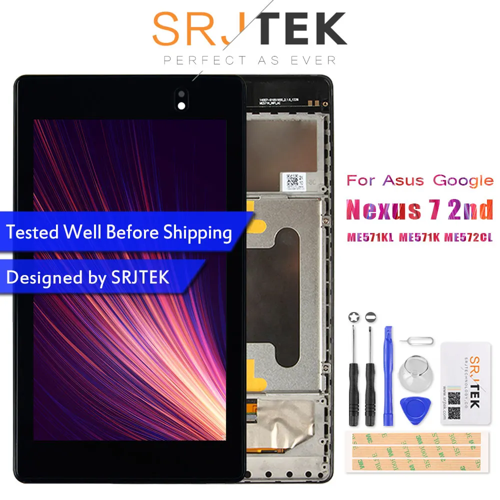 En Ligne Pour ASUS Google Nexus 7 2ème 2013 FHD ME571 ME571K ME571KL K008 K009 Lcd Panneau de L écran Tactile Digitizer Assemblée avec Cadre