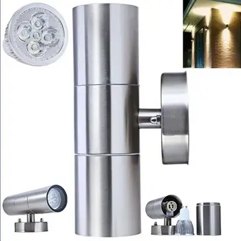 

Waterproof Stainless Steel Up Down Dimmable LED Wall Light Fixtures IP65 Double Wall Lamp Outdoor Lighting GU10 Socket AC85-265V