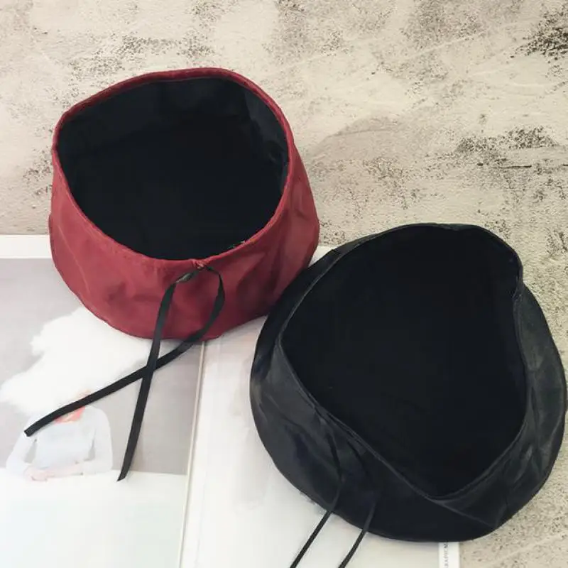 Женский берет COKK из искусственной кожи на плоской подошве для осени и зимы|beret hats