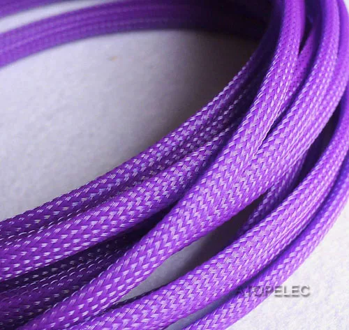 12 мм Широкий плотный Плетеный ПЭТ расширяемый кабель оболочка провода черный/красный/оранжевый/желтый/зеленый/синий/фиолетовый/серый/белый/прозрачный - Цвет: Фиолетовый