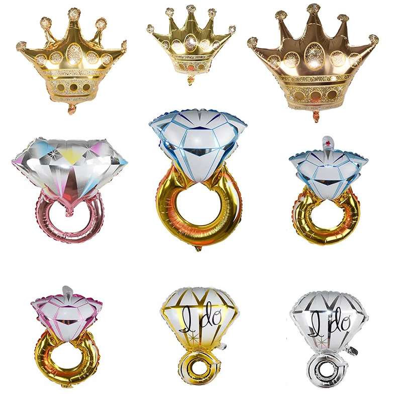 

1pc Crown Diamond Ring Foil Balloons Inflatable air Balloon Wedding Birthday Party anniversary Decor Balloon Kids Toy Balloons