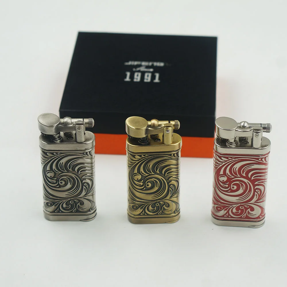

Jifeng Vintage Silver Copper Grinding Wheel Cigarette Cigar Lighter Tobacco Pipe Lighters With Gift Box