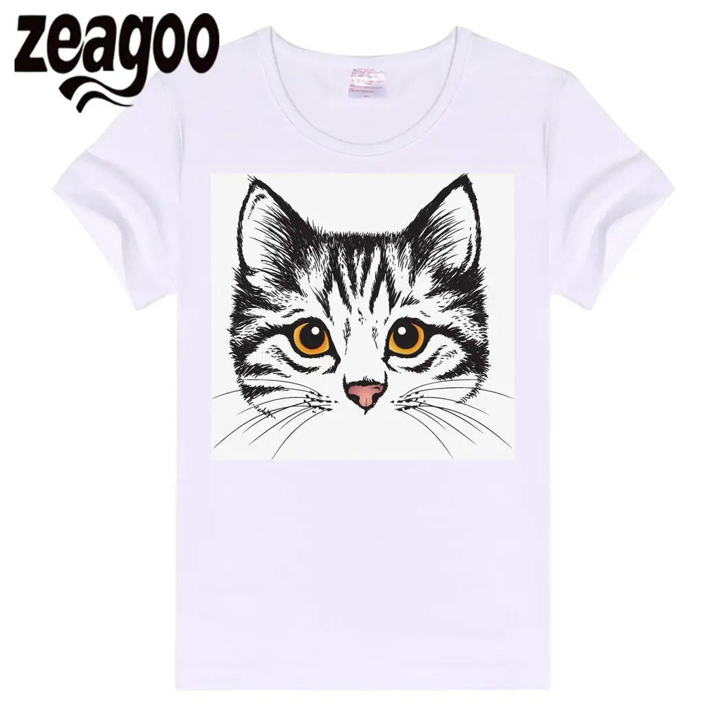Zeagoo cat Повседневное одноцветное Plain Crew Neck Slim Fit мягкий короткий рукав Футболка