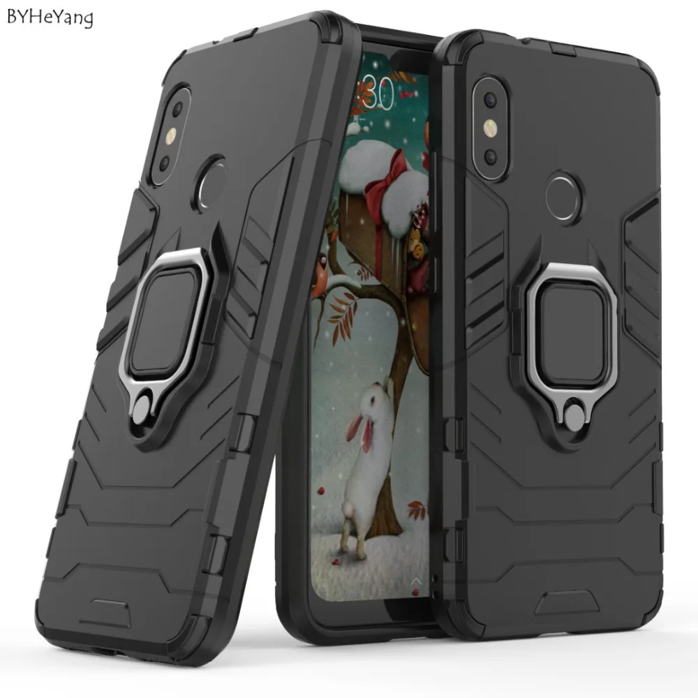 

BYHeYang Magnetic Ring Bracket Case For Xiaomi Mi A2 Lite Case Luxury Silicone 360 Protective Back Cover For Xiaomi MiA2 Lite