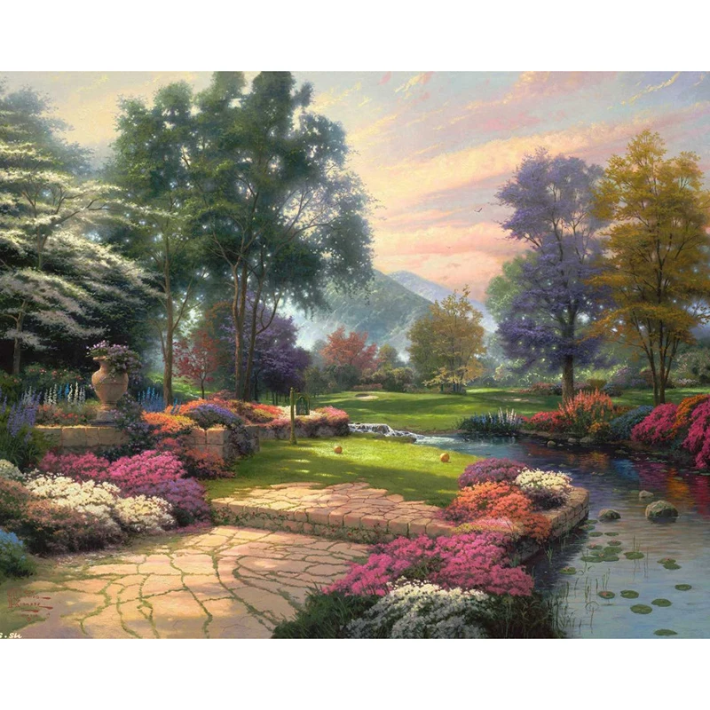 Full SquareRound Drill 5D DIY Diamond Painting Small courtyard 3D  Embroidery Cross Stitch Mosaic Home Decor