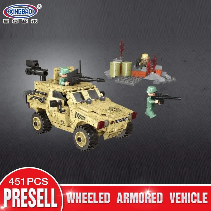 

XINGBAO 06024 451PCS Military Series The Wheeled Armored Vehicle Set Building Blocks Bricks Car Model Kid Toys Christmas Gifts