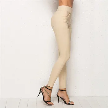 

Autumn Spring Elegant Ladies Fashion Leggings Wild Elastic Waist Slim Pencil Trousers Feet Pants New Design Hot Sale