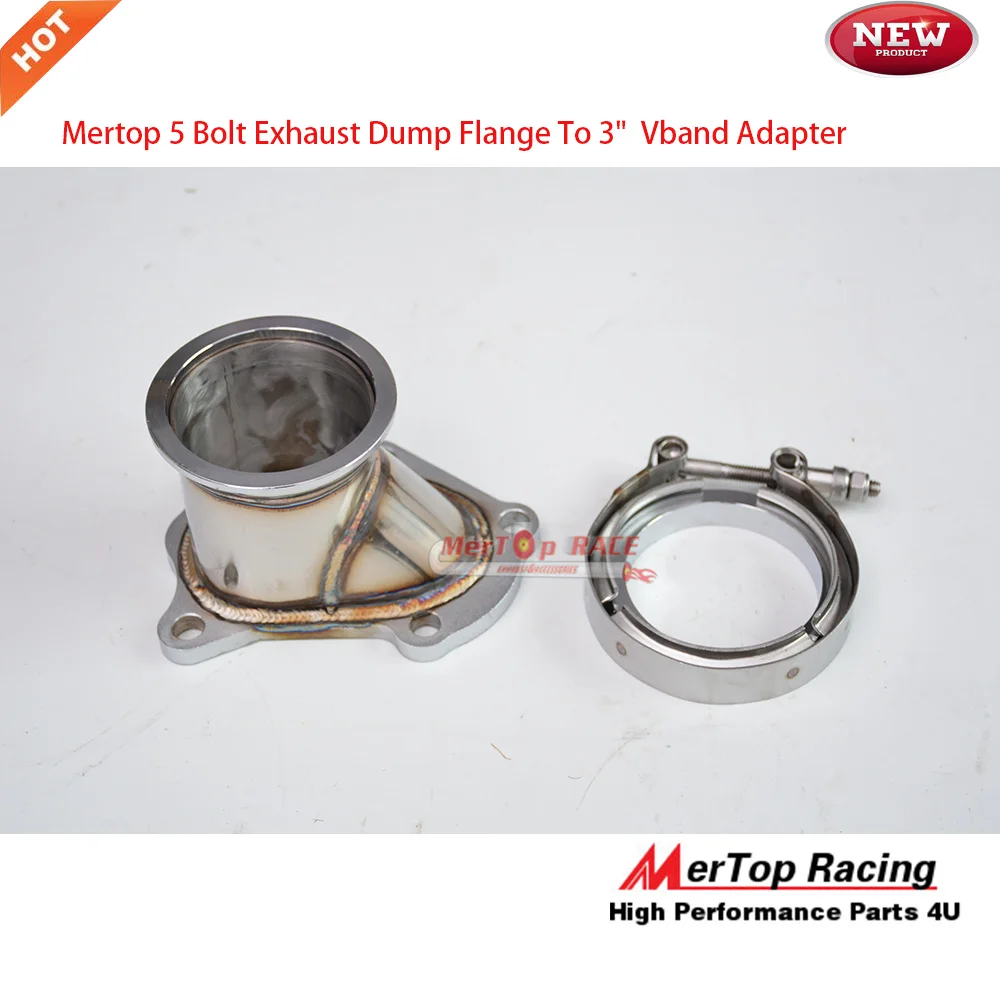 MERTOP Race 3mm thick full SS304 5 Bolt to 3&quotInch Stainless Steel Conversion Exhaust Adaptor+Flange V-Band Clamp | Автомобили и