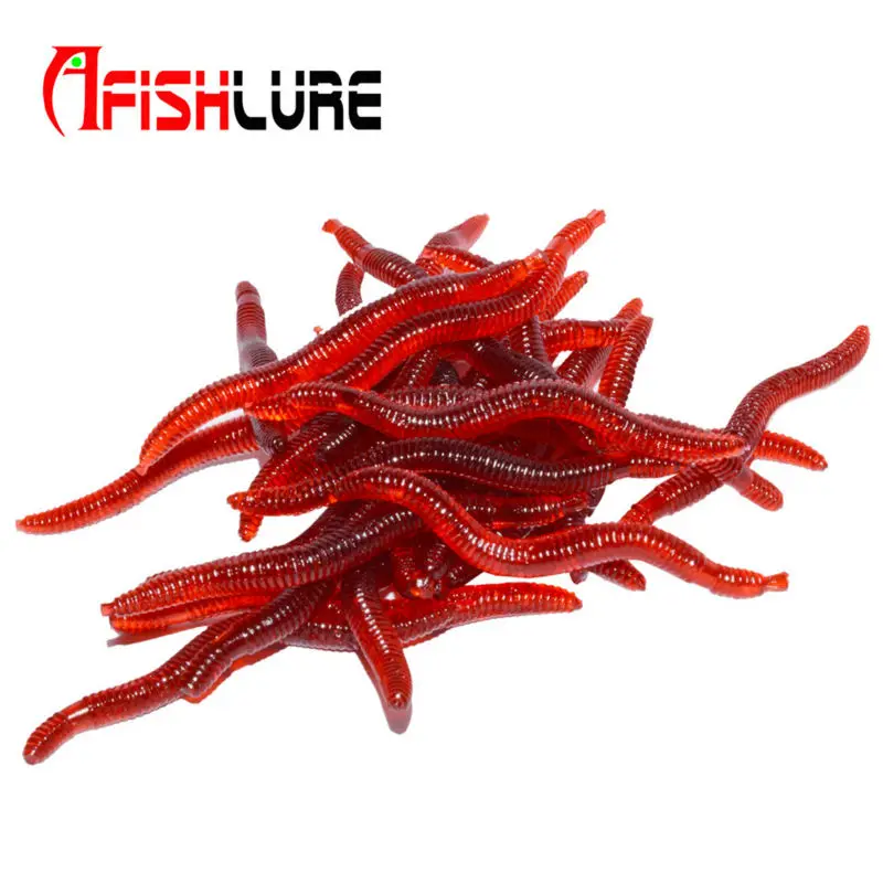 

30pcs/bag Afishlure AR-02 4cm Simulation Earthworm artificial Fishing Soft Bait Lifelike Fishy Smell Lures Red
