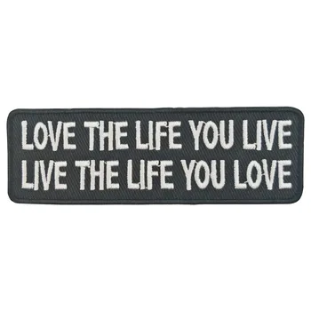 

Love the life you live embroidery patches name text custom DIY front chest size mini applique kids child sticker for clothing
