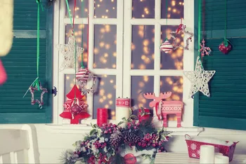 

decorated star room wood Window Bokeh Backgrounds Vinyl cloth High quality Computer print christmas photo backdrop