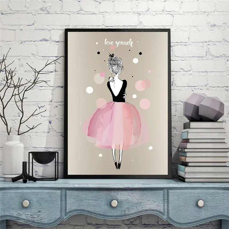 

Watercolor Character Lovely Oil Painting Baby Girl Bedroom Room Decor Nordic Poster Wall Art Canvas Lienzos Cuadros Decorativos