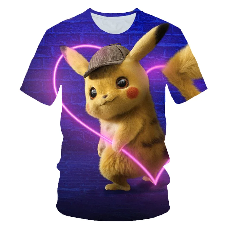 

Pokemon Detective Pikachu 3D Harajuku T-shirt short pokemon streetwear Shorts Sleeve T shirt 2019 NEW Streetwear men T shirts