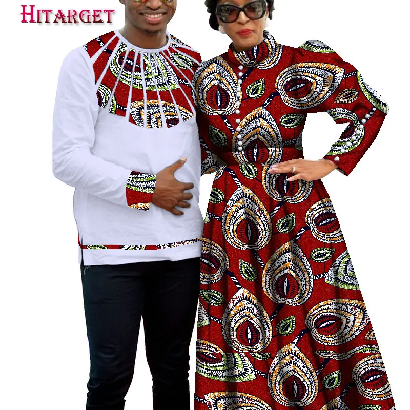 Африканские платья для пар Дашики ретро пара костюм вечерние/свадьбы африканская Пара Одежда по индивидуальному заказу WYQ209 - Цвет: 6