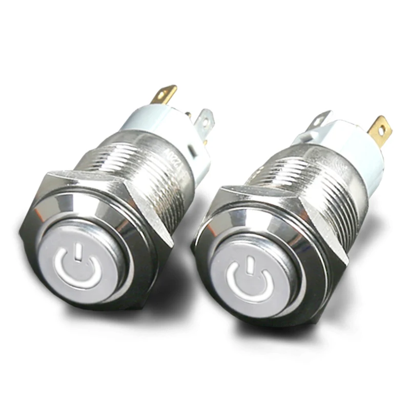 16mm Metal Button Switching Power Supply Self Resetting Circular Switch